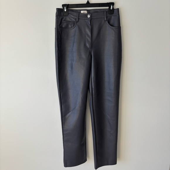 Aritzia Wilfred The Melina Pant Gray Faux Vegan Leather High Rise Straight Leg - Picture 5 of 11